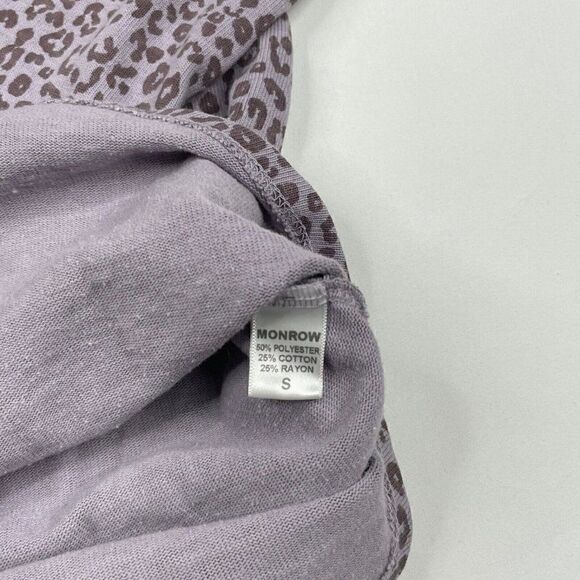 MONROW Purple Leopard Print Boyfriend Lightweight Sweatshirt - Picture 5 of 8